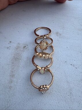 Opal Stone Gold-Tone Stackable Ring Set — 5-Piece